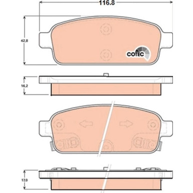 GDB1844 Bremsbelagsatz, Scheibenbremse COTEC