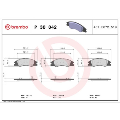 Brembo Bremsbelagsatz, Scheibenbremse PRIME LINE P 30 042