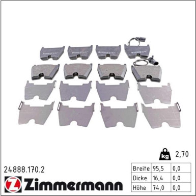 Zimmermann Bremsbelagsatz, Scheibenbremse 24888.170.2 Zimmermann Bremsbelagsatz, Scheibenbremse 24888.170.2
