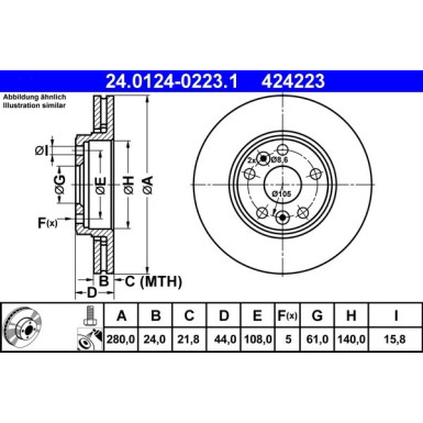 2 x ATE Bremsscheibe | 24.0124-0223.1