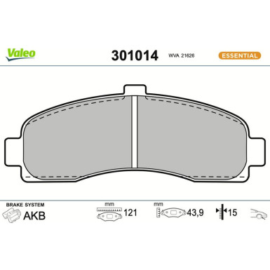 Valeo | Bremsbelagsatz, Scheibenbremse | 301014