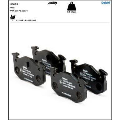 Delphi Bremsbelagsatz, Scheibenbremse LP699