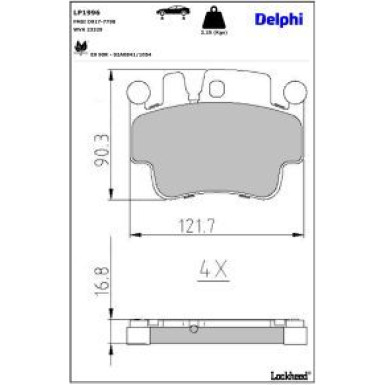 Delphi Bremsbelagsatz, Scheibenbremse LP1996