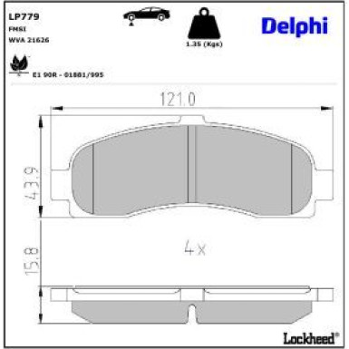 Delphi Bremsbelagsatz, Scheibenbremse LP779
