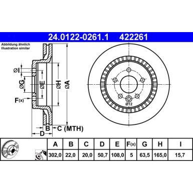 ATE | Bremsscheibe | 24.0122-0261.1