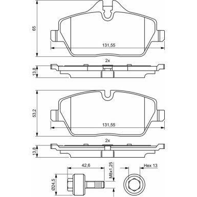 BOSCH Bremsbelagsatz, Scheibenbremse 0 986 494 813