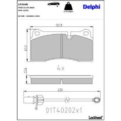 Delphi Bremsbelagsatz, Scheibenbremse LP2448