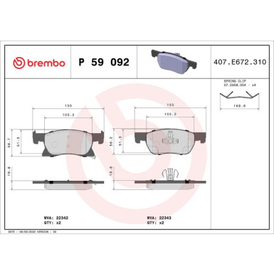 Brembo Bremsbelagsatz, Scheibenbremse PRIME LINE P 59 092