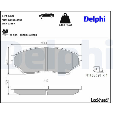 Delphi | Bremsbelagsatz, Scheibenbremse | LP1448