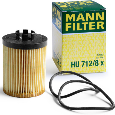 MANN-FILTER HU 712/8 x Ölfilter mit Dichtung, Filtereinsatz