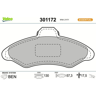 Valeo | Bremsbelagsatz, Scheibenbremse | 301172