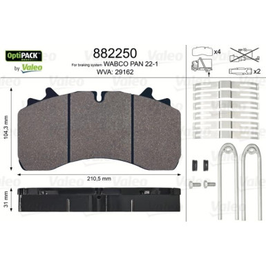 Valeo | Bremsbelagsatz, Scheibenbremse | 882250