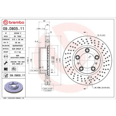 Brembo Bremsscheibe PRIME LINE - UV Coated 09.D805.11