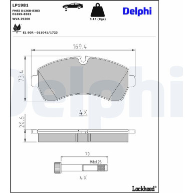 LP1981 Bremsbelagsatz, Scheibenbremse