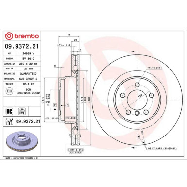 Brembo Bremsscheibe PRIME LINE - UV Coated 09.9372.21