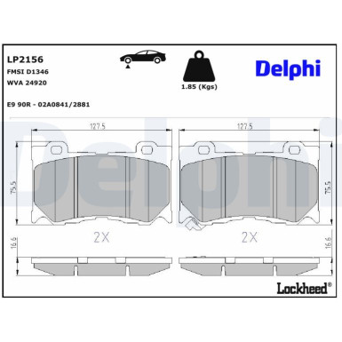 LP2156 Bremsbelagsatz, Scheibenbremse