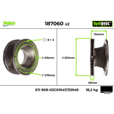 Valeo | Bremsscheibe | 187060