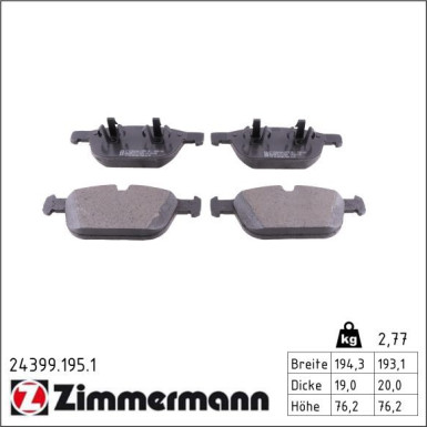 Zimmermann Bremsbelagsatz, Scheibenbremse 24399.195.1