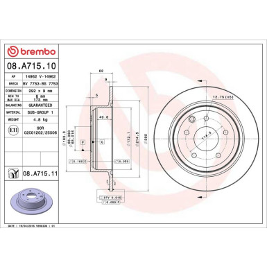 08.A715.11 Bremsscheibe PRIME LINE - UV Coated
