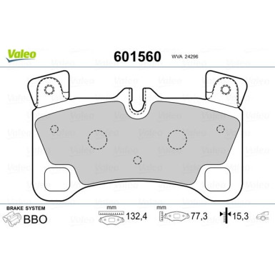 Valeo | Bremsbelagsatz, Scheibenbremse | 601560