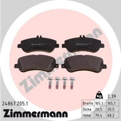 Zimmermann | Bremsbelagsatz, Scheibenbremse | 24867.205.1