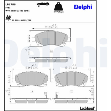 LP1786 Bremsbelagsatz, Scheibenbremse