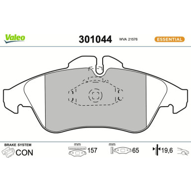 Valeo Bremsbelagsatz, Scheibenbremse ESSENTIAL 301044