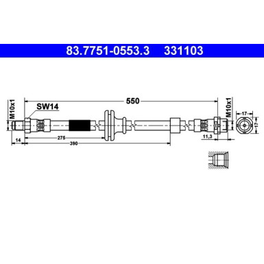 ATE | Bremsschlauch | 83.7751-0553.3