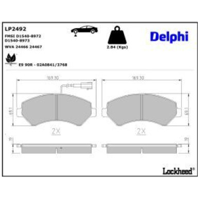 Delphi Bremsbelagsatz, Scheibenbremse LP2492