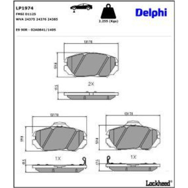 Delphi Bremsbelagsatz, Scheibenbremse LP1974