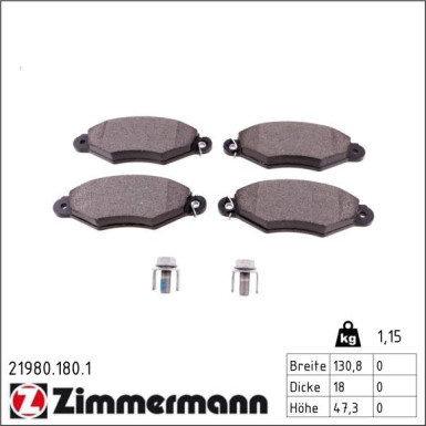 Zimmermann Bremsbelagsatz, Scheibenbremse 21980.180.1