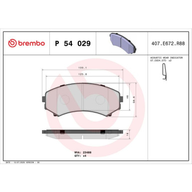 Brembo Bremsbelagsatz, Scheibenbremse PRIME LINE P 54 029