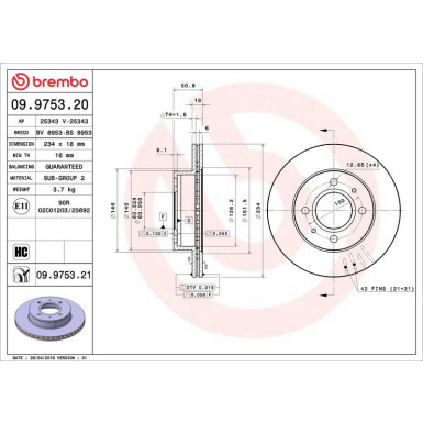 09.9753.21 Bremsscheibe PRIME LINE - UV Coated 09.9753.21 Bremsscheibe PRIME LINE - UV Coated