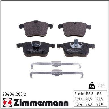 Zimmermann Bremsbelagsatz, Scheibenbremse 23404.205.2