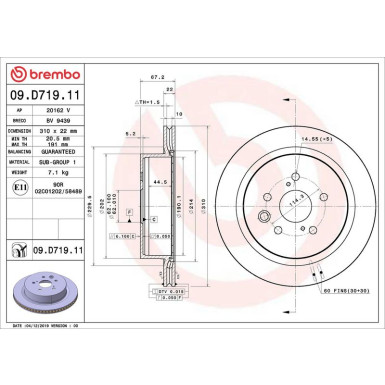 09.D719.11 Bremsscheibe PRIME LINE - UV Coated