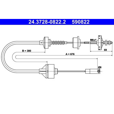 24.3728-0822.2 Seilzug, Kupplungsbetätigung