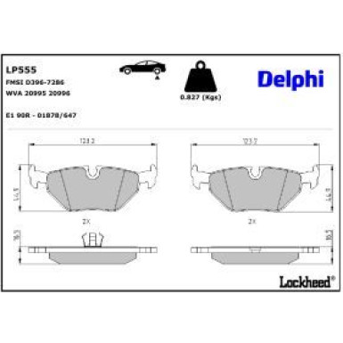 Delphi Bremsbelagsatz, Scheibenbremse LP555