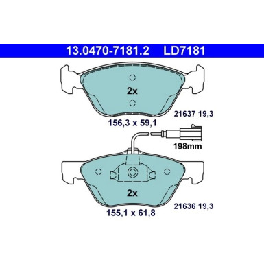 Bremsbelagsatz, Scheibenbremse ATE Ceramic 13.0470-7181.2