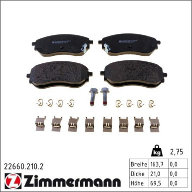 Zimmermann Bremsbelagsatz, Scheibenbremse 22660.210.2