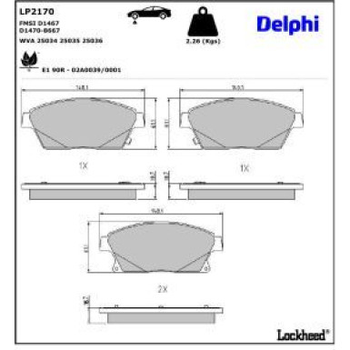 Delphi Bremsbelagsatz, Scheibenbremse LP2170