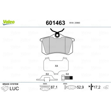 Valeo | Bremsbelagsatz, Scheibenbremse | 601463
