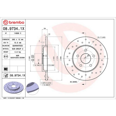 08.9734.1X Bremsscheibe XTRA LINE - Xtra