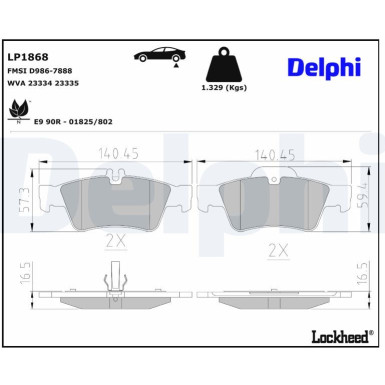 LP1868 Bremsbelagsatz, Scheibenbremse