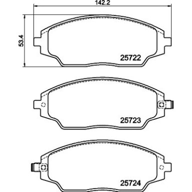 Hella | Bremsbelagsatz, Scheibenbremse | 8DB 355 023-241