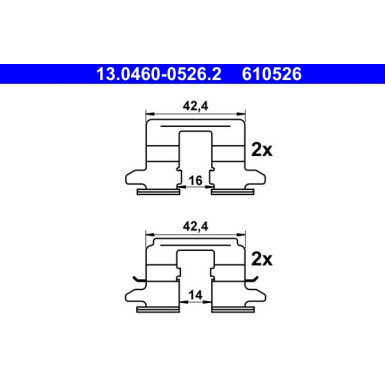 ATE | Zubehörsatz, Scheibenbremsbelag | 13.0460-0526.2