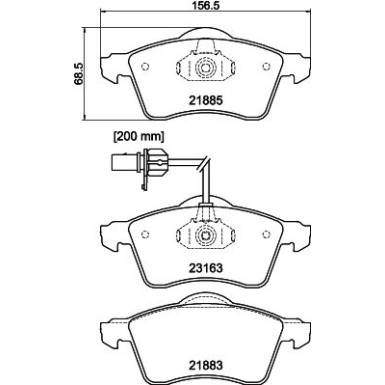 Hella | Bremsbelagsatz, Scheibenbremse | 8DB 355 008-931
