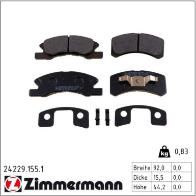 Zimmermann Bremsbelagsatz, Scheibenbremse 24229.155.1