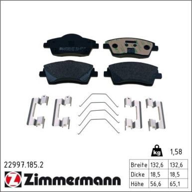 Zimmermann Bremsbelagsatz, Scheibenbremse 22997.185.2