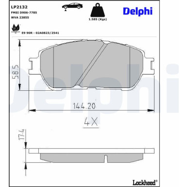 Delphi | Bremsbelagsatz, Scheibenbremse | LP2132