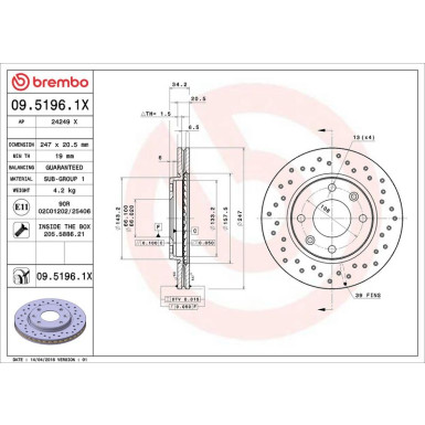 09.5196.1X Bremsscheibe XTRA LINE - Xtra 09.5196.1X Bremsscheibe XTRA LINE - Xtra